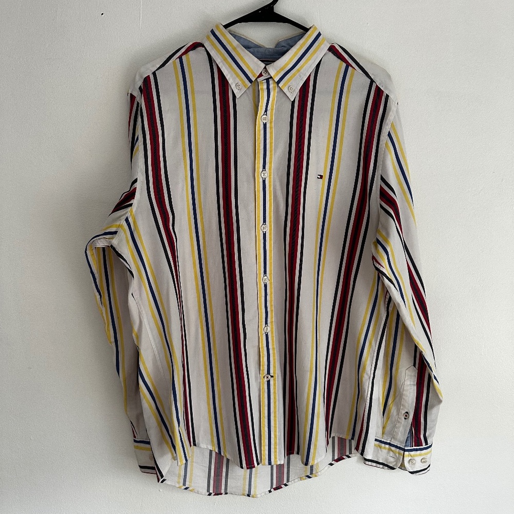 Colorful button down Tommy Hilfiger dress shirt for men